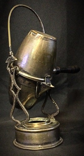 Ancienne cafetière à bascule art nouveau laiton & cuivre balancier ajouré ciselé - Bild 1 von 7