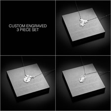 Custom Engraved (Personalized) 925 Silver Designer Pendant-Necklaces 3 Piece Set