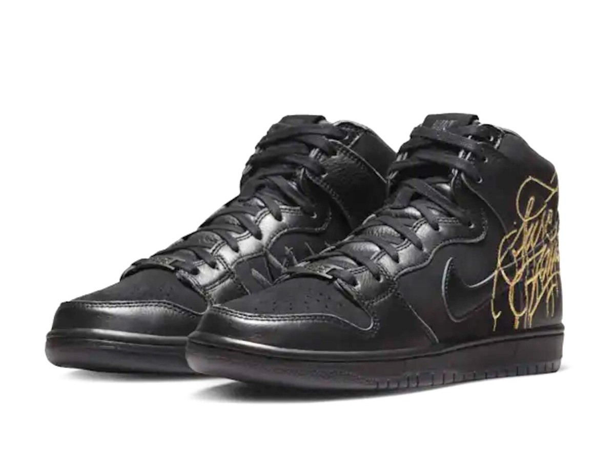 Faust × Nike SB Dunk High Nike SB Dunk High x FAUST Black Metallic Gold Graffiti Street Art