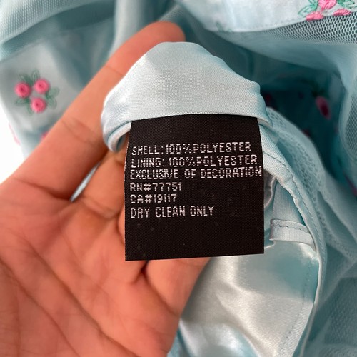 Y2K Betsey Johnson Evening Floral Embroidered Satin Tulle Dress 4 Turquoise Blue - Picture 9 of 10