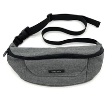 TINYAT Fanny Pack Travel Waist Bag Lightweight Men Women Grey Black 12 inches