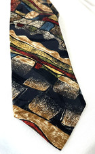 Bugatti 100% Italian Silk Mens Tie 60" x 4" Made in USA Abstract Black