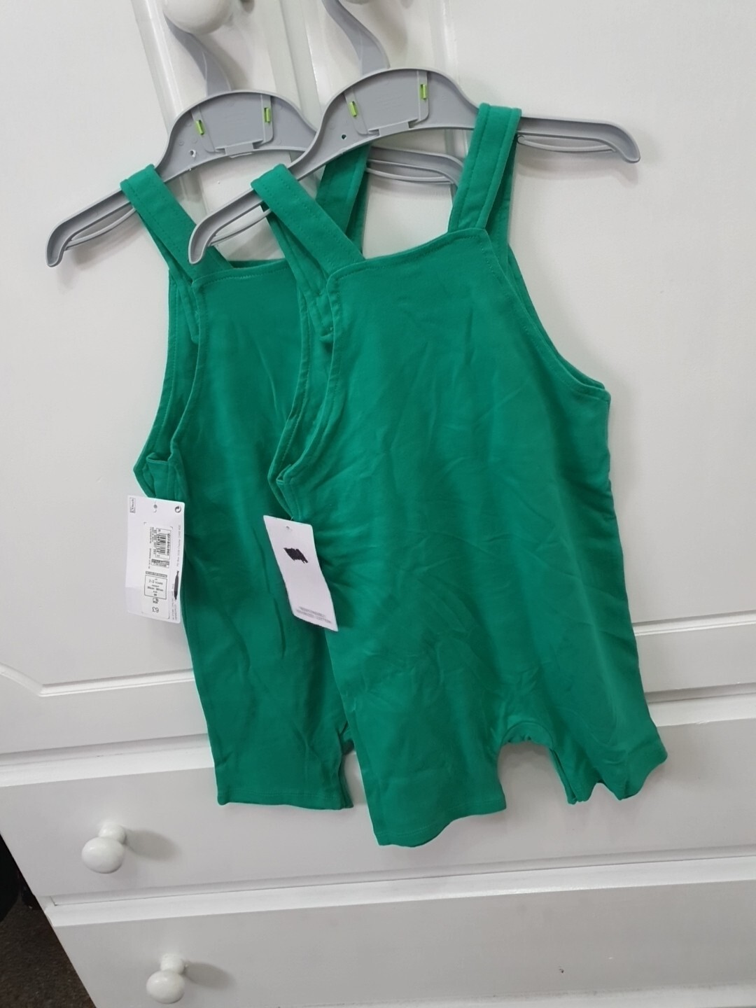 M&S Bundle Green Dungarees Playsuit 2-3yrs Cotton Unisex Summer X2 Twins image 7