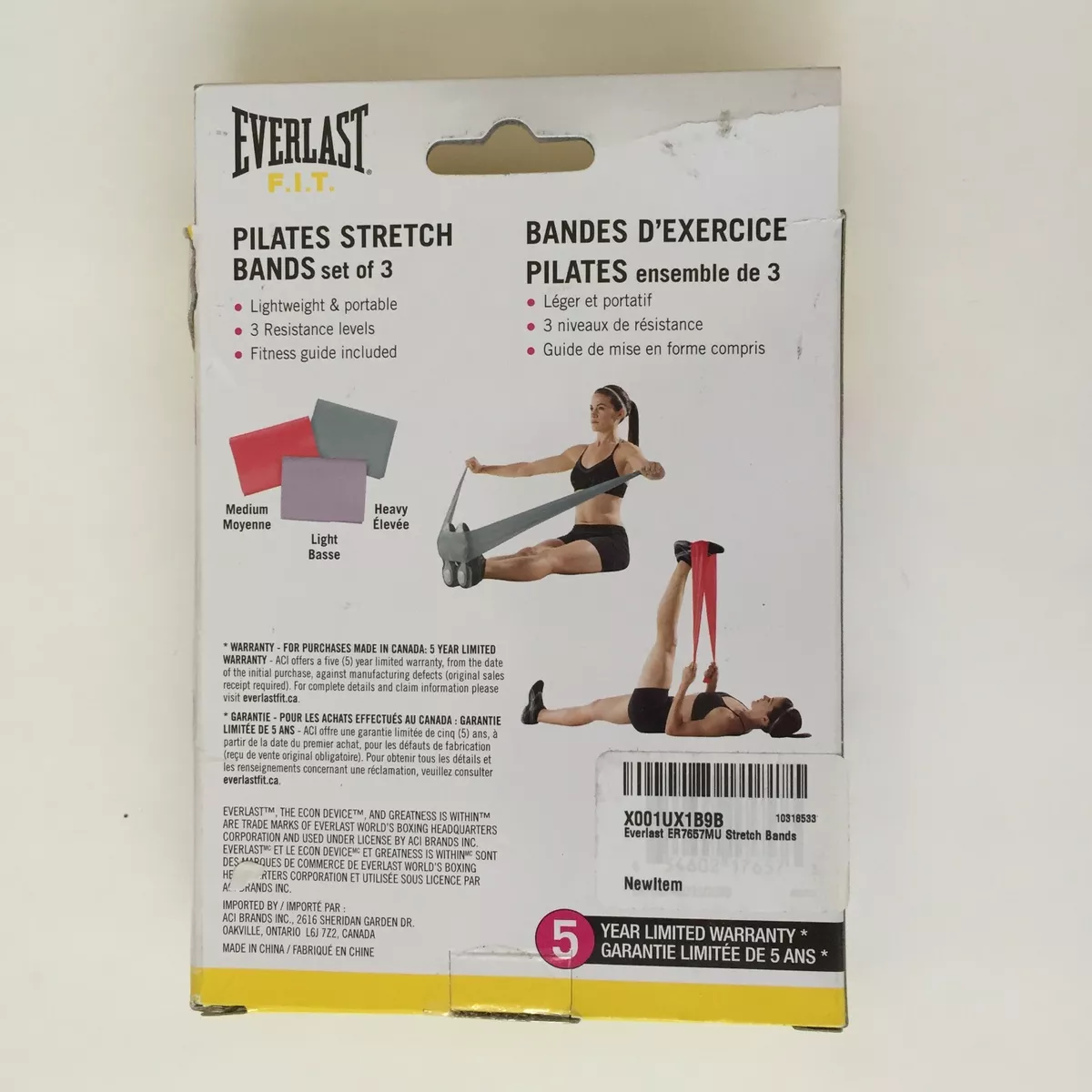 EVERLAST Pilates Rubber Stretch Resistance Exercise Fitness Band