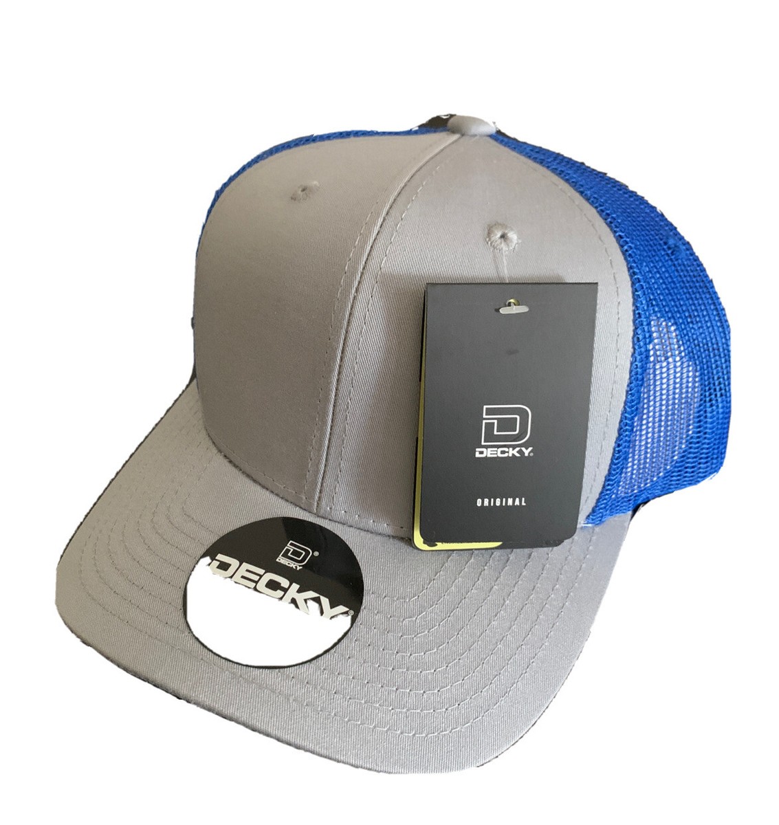 Decky Classic Snap Back Mesh Trucker Cap Curved Brim Grey Gray