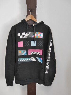 Quiksilver Pullover Retro Hoodie Kapuze neon Gr. L
