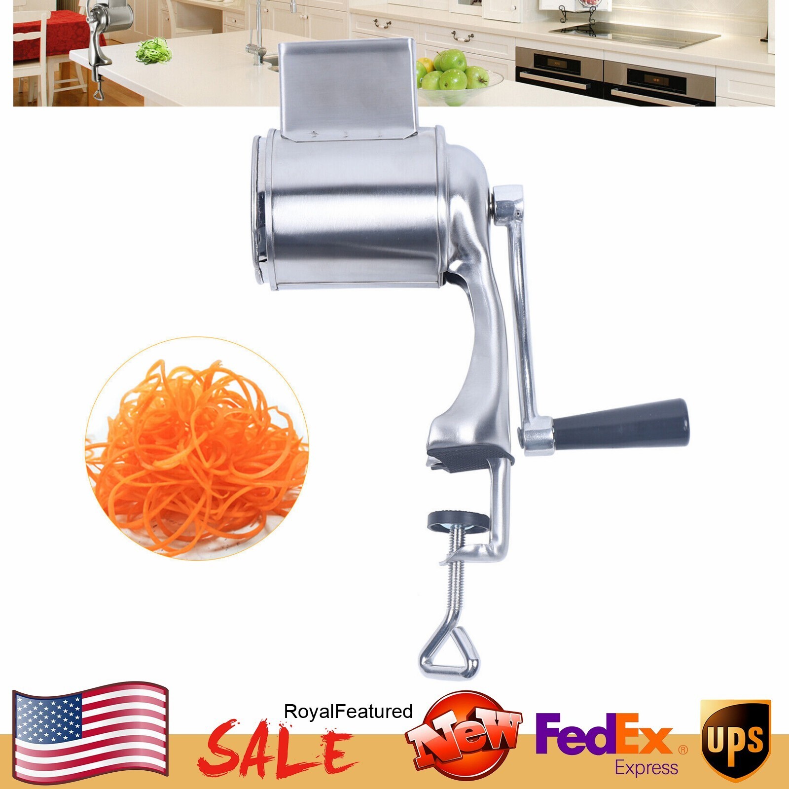 Stainless Steel Rotary Coconut Shredder Manual Cheese and Vegetable Grater  