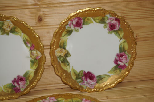 L&S Limoges Gold with Pink Roses (5) Dessert, Pie or Salad Plates, 7" (G71) - Picture 4 of 13