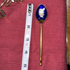 Vintage Enamel Koala 5” Spoon Gold Tone Brass Collectible Souvenir Japan