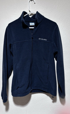 Columbia Full Zip Jacket Blue Men's S Stand-Up Collar Zippered Pockets