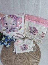 Elephant pink white gray purple nursery bedding set for girls