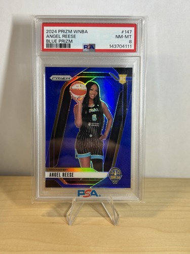 2024 Panini Prizm WNBA Basketball Angel Reese RC #147 True Blue Prizm /199 PSA 8