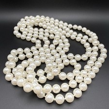 Vintage Faux Pearl Rope Necklace 88" X-Long Classic Opera Length Strand Beaded