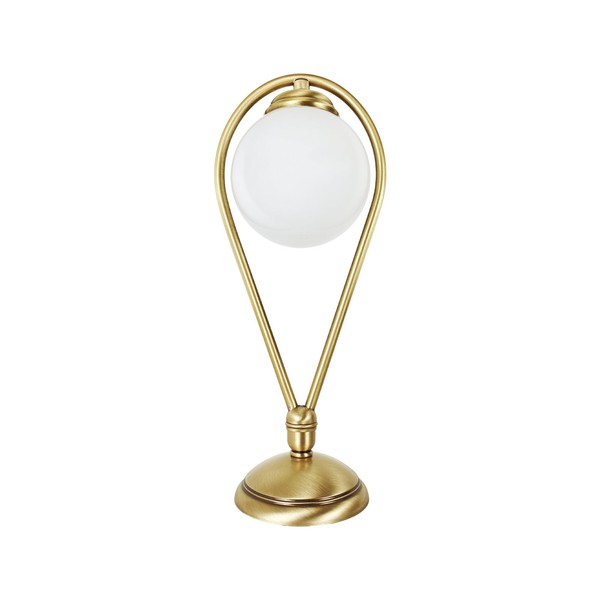 Tischlampe Tischleuchte Jugendstil H: 38 Cm Messing Glas E14 In Bronze Weiß-image