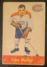 1955-56 Parkhurst Calum MacKay Hockey Card #41