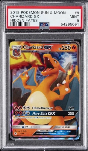 2019 POKEMON SUN & MOON HIDDEN FATES #9 CHARIZARD GX PSA 9