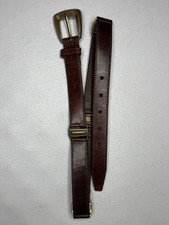 FOSSIL Leather Chain-Link Belt Women  s SZ 27 Brass Equestrian Style