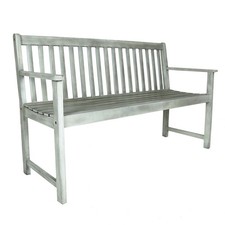 Charles Bentley FSC® 100% Acacia White Washed Wooden Garden Patio Outdoor Bench