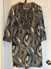 Tory Burch Tunic Top Leila Caftan Navy Dress Size 8