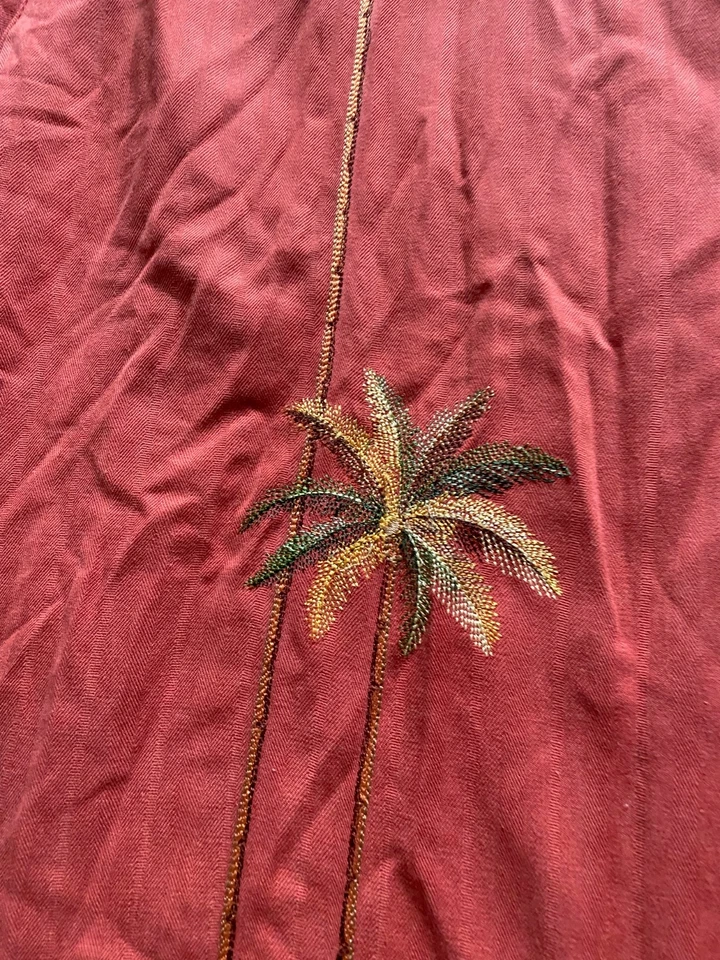 Мужская рубашка Luau из шелковой смеси с коротким рукавом на пуговицах из пальмы оранжево-коричневая размер L - Изображение 4 из 4