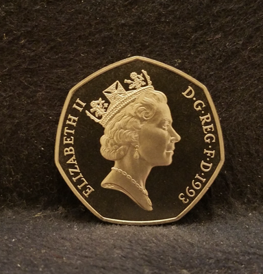 1993 Great Britain 50 pence, Elizabeth II, scarce DCAM proof, KM