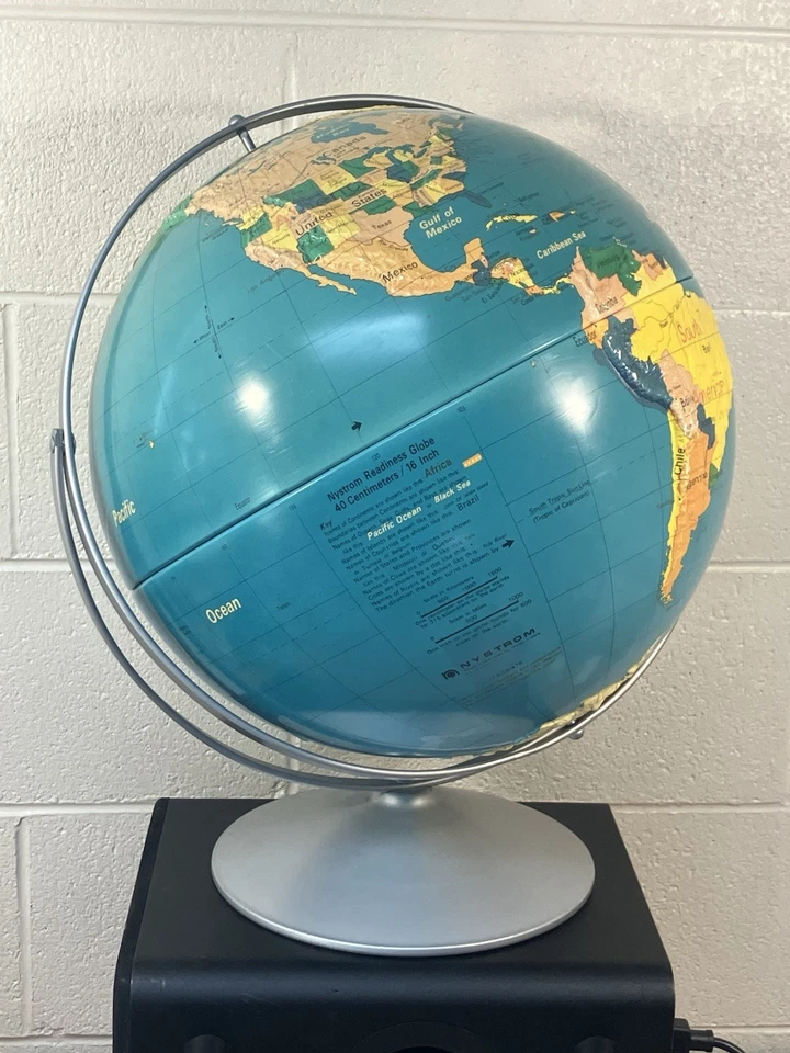 Globo topográfico inclinable vintage Nystrom 16" LECTURA GIRATORIA 33R-47 Foto 3 de 4