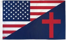 USA/Christian Combo 3x5ft Poly - Religious American Christian Outdoor Decor Flag