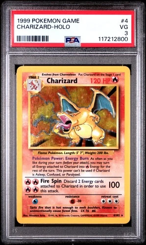 1999 POKEMON GAME #4 CHARIZARD-HOLO PSA 3