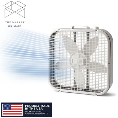 20'' 3-Speed Classic Box Fan with Weather-Resistant Motor, White, B20200   