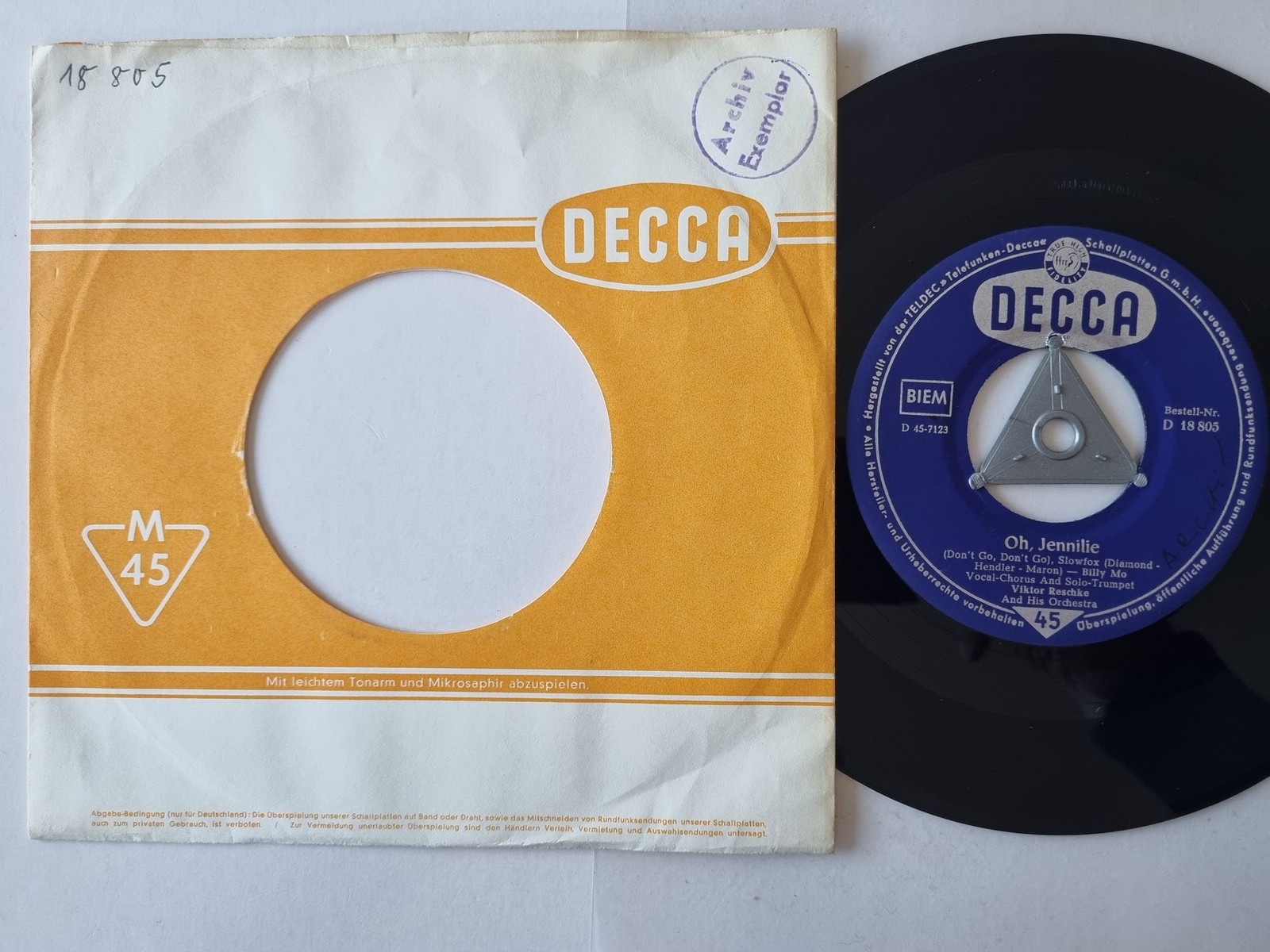Billy Mo - Oh, Jennilie / Dolly-doo 7'' Vinyl Germany