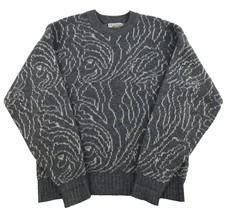 Le Tigre Mens Vintage USA Sweater Grey Abstract Pattern Size Large