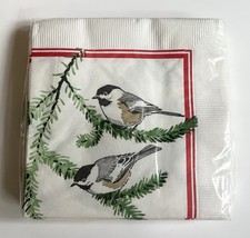 20 pc Vintage Beverage Napkins Chickadee Cardinal Paper Decoupage Christmas Pine