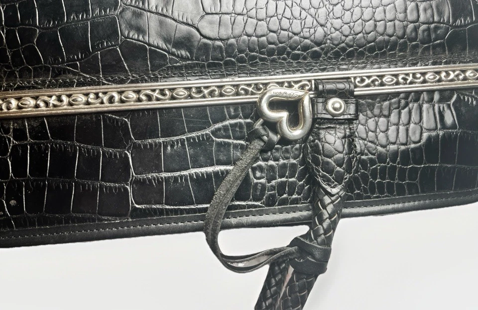 Brighton for Business Black Multi Pocket Canvas and Leather Laptop Tote Bag Rare - Image 4 of 4