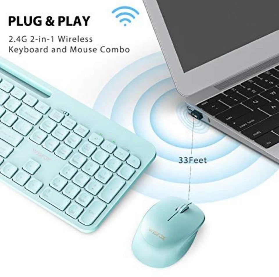 Blue Keyboard and Mouse Cute Wireless Keyboard and Mouse Combo - Image 2 of 4