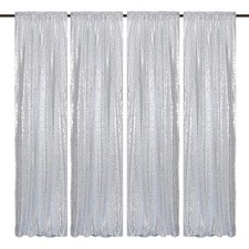 Silver Sequin Backdrop Curtains 2FTx8FT 4 PCS Panels Photo Background Party