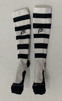Pro Compression Marathon Knee High Socks Unisex BLACK WHITE STRIPE Size XS W 4-8