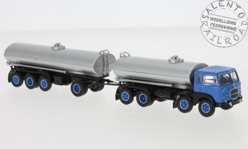 Brekina 58451 Lkw Fiat 690 TausendfüßLer Blau Mit Kesselwagen Grau In Spur 1:87-image