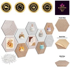 12'' Hexagonal Cork Bulletin Board Tiles - 10 Pack Self-Adhesive  Unique D cor