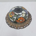 Vintage Stained Glass Lamp Shade Ceiling Light Tiffany Style Round Roses Flowers