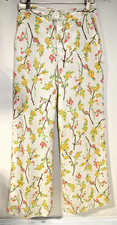T NWOT 70s Bell Bottom Pants Flare Leg Disco Cotton Floral XS 25 1/2" waist