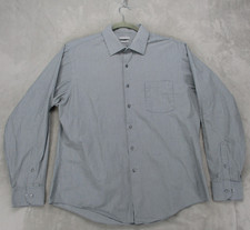 Van Heusen Dress Shirt Mens 17.5 36/37 Gray Stripe Wrinkle Free Long Sleeve