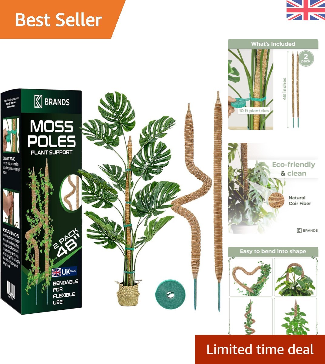 Moss Pole 2 Pack - 48 In Bendable Support for Monstera & Climbing Plants