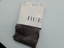 HUE Women's Grey Crocodile Luster Tights W/Control Top Size S/M