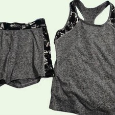 Women  s Activewear Set-Tan Top  High Waisted Shorts, Athletic Outfits,exercise