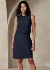NWT BANANA REPUBLIC Black Sculpted Blousant-Waist Mini Dress Size Petite 0 $90.