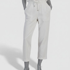 Tommy Hilfiger Women's White High-Rise Cuffed Twill Pants Size XL
