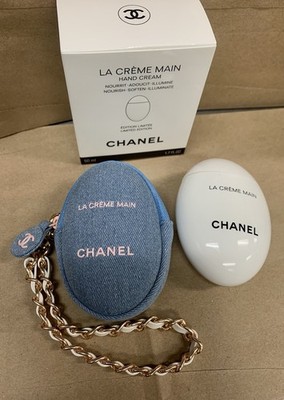 New Chanel LA CRÈME MAIN Hand Cream Denim Pouch Wristlet Pouch