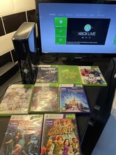 Microsoft Xbox 360 S 250GB With Controller power lead hdmi & 7 games