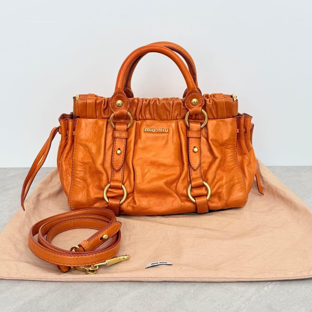 バッグ miumiu Archive Ribbon One shoulder 00ss Miu Miu Vitello Lux Ribbon 2Way Leather Handbag Shoulder Bag