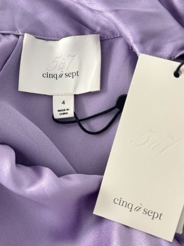 NWT Cinq a Sept Bella Silk Tie-Neck Lavender Mist Waterfall Belted Midi Dress 4 - Picture 16 of 20